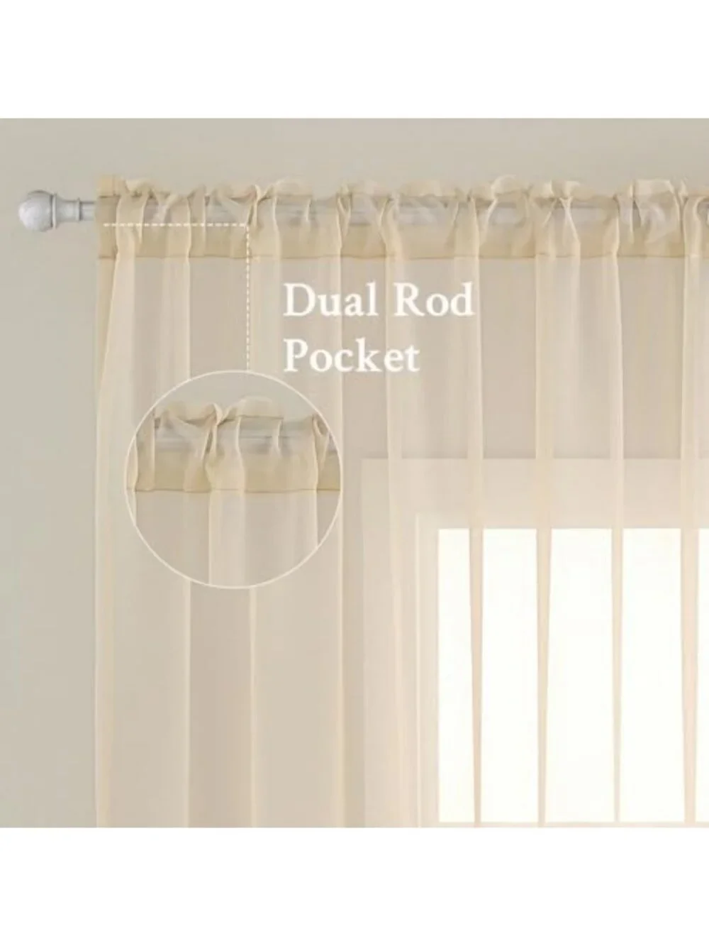 Elegant Sheer Curtains for Living Room - 54x84 Inches, Cream, Light Filtering